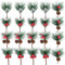 20 Pezzi Pini Artificiali, Simulazione di Natale Aghi di Pino Piccole Bacche Pigne, Piccoli Rami di Pigne di Bacche Finte per Composizioni Floreali, Ghirlande, Decorazioni per l'albero di Natale