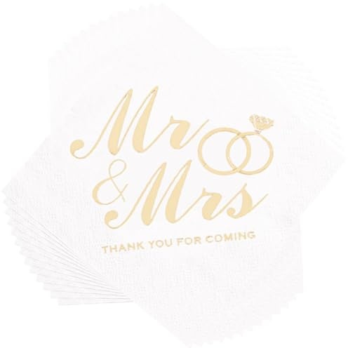 Vobumix Serviettes De Table Mrs, 100 Pièces, pour Dîner De Mariage, pour Cocktail, Dessert, Fournitures De Fête pour Anniversaire De Mariage