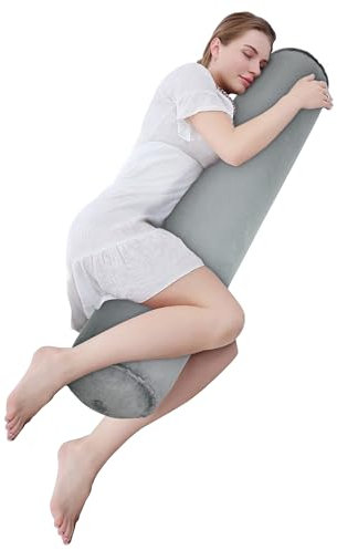EULANT Aufblasbare Seitenschläferkissen, Leicht Körperkissen für Seitenschläfer, Langes Rundes Ganzkörperkissen,Stützkissen für Reisen, 120 * 20cm, Aufblasbar & Kompakt