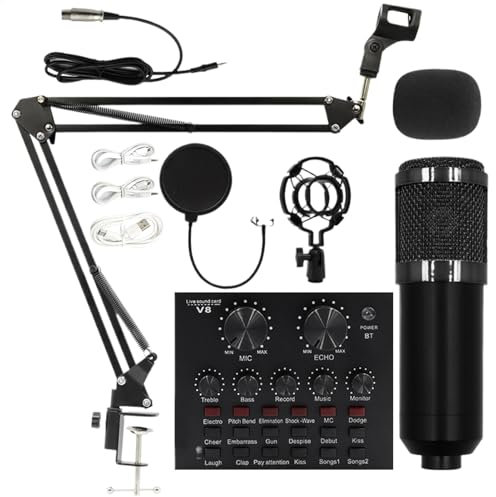 Kit per streaming live, set microfono a condensatore multiuso, kit microfono per streaming con supporto per microfono, kit per streaming live facile da usare