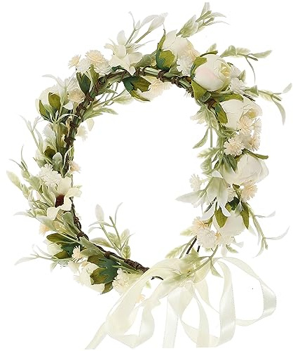 Beavorty Corona di Fiori per Capelli Copricapo di Fiori Decorativo Corona Floreale Flessibile per Matrimoni e Feste