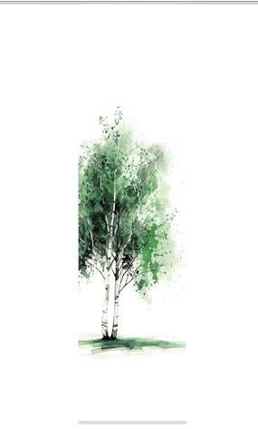 HOME WOHNIDEEN Schiebegardine Tree, Seidenoptik,Blickdicht, 245x60 cm, Farbe:grün, Größe:245 x 60 cm, Anzahl:1x