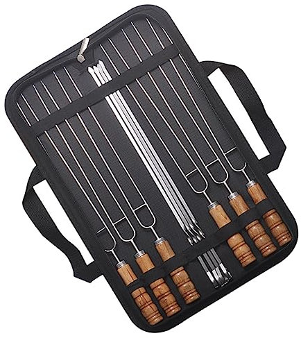 Garneck 10pezzi Spiedo Con Manico in Legno e Bastoncini in Per Barbecue Usabile Spiedo Per Infilzare Carne e Verdure