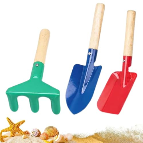 DOKRIN Herramientas de jardín para niños,3 piezas de juguetes de playa para niños, pequeña pala de hierro para cavar arena en la playa, herramientas de jardinería para macetas