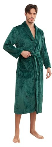 Generisch Bata larga para hombre, bata de rizo para hombre, pijama de franela, tallas grandes, albornoz para sauna, kimono, bata de baño, bata cálida para otoño e invierno, albornoz para casa, ropa de