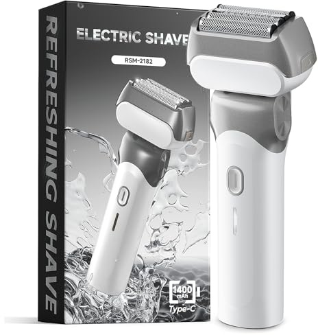 Electric Shaver Men, Foil Shaver, IPX7 Waterproof Rechargeable | Close shave, Gentle on skin, Wet & dry use, USB rechargeable, Smart LED display, Travel lock, Floating foil blades