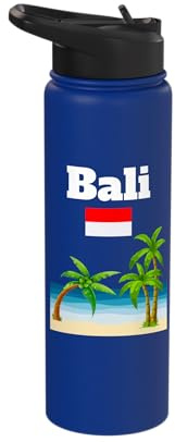 Bali Souvenir Indonesia Trip Beach Lover Indonesian Flag Stainless Steel Insulated Water Bottle
