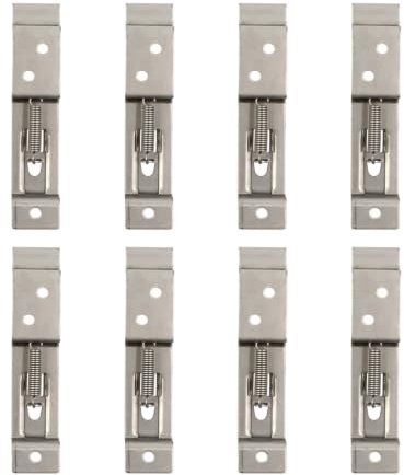 Number Plate Clips Stainless Steel Spring Loaded Pack of 8 | Frameless Holder Bracket; For Trailers Caravans Trucks Motorhomes; License Plate Clips