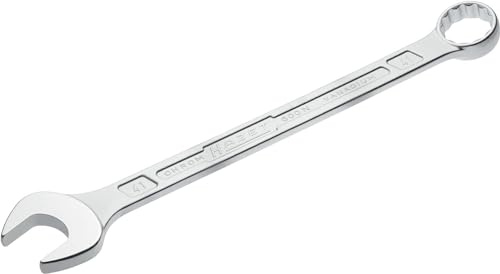 HAZET: Ring-Maulschlüssel 600N-41 verchromt I Ringschlüsselkopf 15 Grad abgewinkelt - Abtrieb: Außen Doppel-Sechskant, Schlüsselweite: 41 mm, Schaft mit extra stabilem HAZET Doppel-T-Profil