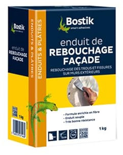 Bostik Enduit de Rebouchage Façade en Poudre – Intérieur/Extérieur – Tous Supports – Rebouchage et Égalisation de Trous et Fissures Jusqu’à 5 cm – Blanc – Boîte 1kg