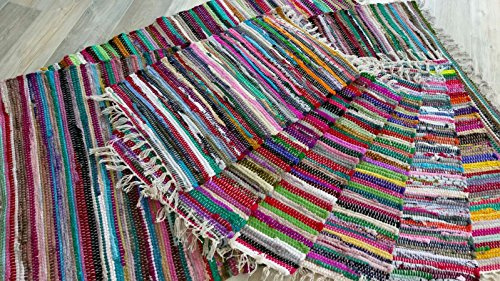 Kottig Fleckerl Handweb Teppich Kufstein Multicolor Flickenteppich Handwebteppich Fleckerlteppich 9 Größen 40x60, 60x120, 70x140, 90x160, 90x250, 90x340, 130x200, 170x240, 200x300 cm (90x160)