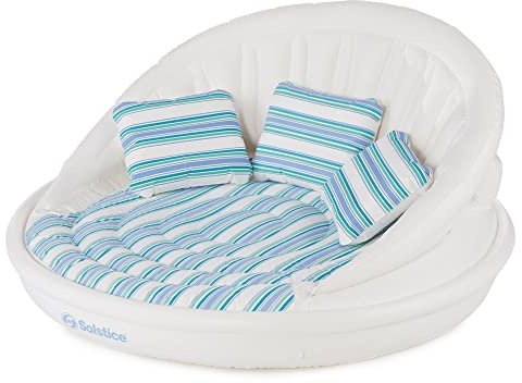 Solstice Inflatable Pool Lounger Float for Relaxation – Raft for Group Pool, Beach & Lake Use, Aqua Sofa with Pillows, White