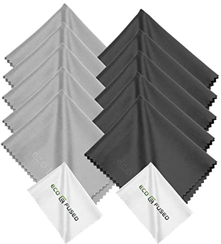 Paños de Limpieza de Microfibra - Paquete de 12 - para Limpiar Anteojos, Gafas, Lentes de Cámara, iPad, Tablets, Phones, iPhone, Teléfonos Android, Laptops, Pantallas LCD