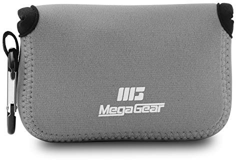 MegaGear MG1425 Panasonic Lumix DC-ZS200, TZ200, Leica C-Lux Ultraleichte Kameratasche aus Neopren, mit Karabiner Haken - Grau