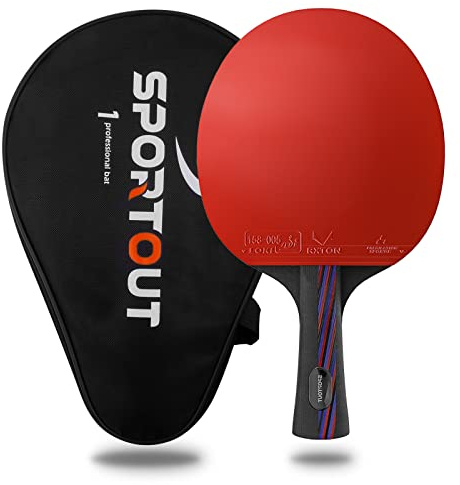 Sportout Table Tennis Bat, Professional Ping Pong Bat with Case, ITTF Approved Rubber for Beginners & PRO Players, Professional Paddle Training Racket