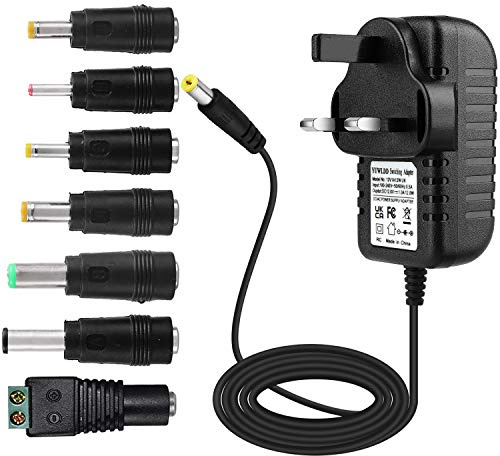 YUWLDD Power Supply Adapter 12V 1A 12W,Power Plug for Home Appliances,CCTV Camera,Yamaha keyboard,Routers,Hubs,LED strips,Telekom,T-Com,Speedport,Radiowecker,Scanner,Switch+7 Plugs
