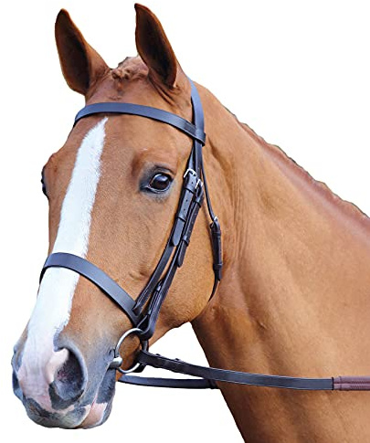 Shires Aviemore Plain Bridle With Rubber Grip Reins - Black: Small Pony