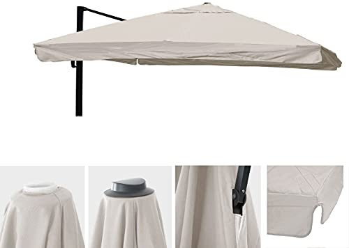 Mendler Telo copertura per ombrelloni quadrati decentrati 295x295cm volante - avorio grigio