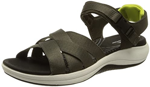 Clarks Mira Tide, Sandalia, para Mujer, Verde (Dark Olive), 41 EU