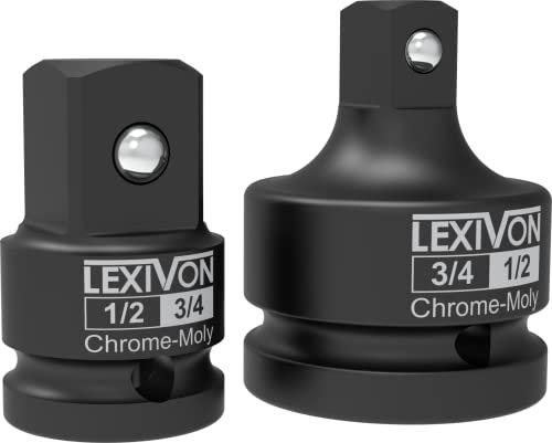 LEXIVON Steckschlüssel-Adapter (2 Stück Set) 1/2 innen auf 3/4 außen | und 3/4 innen, auf 1/2 außen, gemacht aus hochwertiges Chrom-Vanadium-Stahl (LX-403)