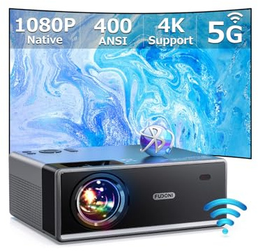 【400ANSI de alto brillo】Proyector con WiFi 5G y Bluetooth, proyector de películas al aire libre mejorado compatible con 4K, zoom máximo de 300 pulgadas, proyector de cine en casa compatible con HDMI