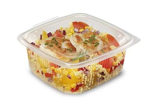 Générique 400 barquettes fraicheur à charnière 1000 cc en plastique PET pour salade et aliments froids