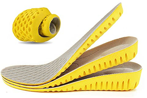 1 par mjuka andningsbara höjdökande innersulor, elastiska stötdämpande hela innersulor, skokuddar, vaxkaka, ortopediska ersättningsinlägg för män och kvinnor (3,5 cm höjd)