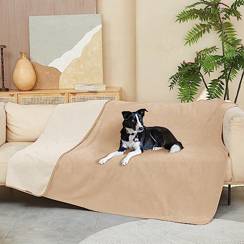 Kritter Planet vattentät filt, tvättbar hundfilt, kattfilt, soffilt, överkast, soffskydd, hund, gosig filt, vattentät för soffa, säng, soffa, bil, XL filt 150 x 200, brungrå