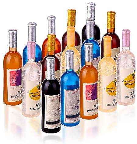 TIESOME 15 Bottiglie in Miniatura, Simpatiche Bottiglie di Vino in Resina per Casa delle Bambole Bottiglie per Mini Bottiglia di per Decorazioni per Il Tavolo da della Casa delle Bambole in Scala 1:12