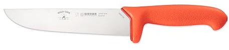 Giesser Messer - Made in Germany - WildLine Serie für Jäger und Angler, rutschfest, cm, Farbe orange, scharf, Griff PrimeLine, rostfrei (Schlachtmesser 18 cm)