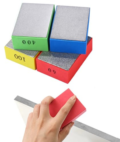 Set di 4 Blocchi Abrasivi Diamantati Mano Blocchi Abrasivi In ​​Schiuma Riutilizzabili Levigatura Marmo per Piastrelle di Ceramica In Pietra di Vetro E Marmo Rettifica - 60 # 100 # 200 # 400 #