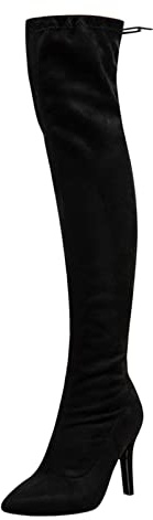 Botas por encima de la rodilla para mujer, sexy, planas, moda, invierno, por encima de la rodilla, botas altas de tacón alto, monocolor, negro, cómodas, estilo sexy, botines con tacón, verano casual,