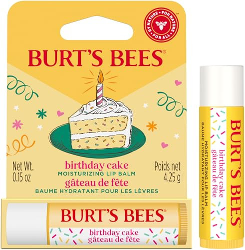 Burt's Bees Lip Balm Birthday Cake, Moisturising Lip Balm With Beeswax and Vitamin E, 100% Natural Origin, 4.25g