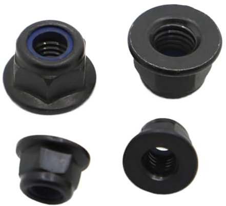 Contratuerca, Tuercas autoblocantes 10 piezas Tuerca de seguridad de inserción de nailon con brida hexagonal hexagonal de acero al carbono cincado negro M3 M4 M5 M6 M8 Contratuerca Nylock autoblocante