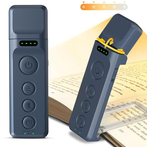 Glocusent Book Light, Reading Light with Sleep Aid & Timer, 5 Brightness & 3-Color Expertise Reading Lights for Books in Bed, USB-C Rechargeable Reading Lamp for Book Lovers Gifts