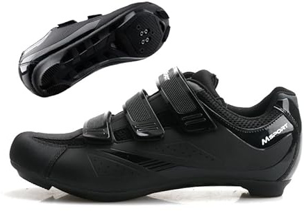 Cycling Shoes for Men/Women Compatible with SPD-SL/Look/Delta Road Bike Shoes Breathable and Lightweight, Black/White, 12.5 UK