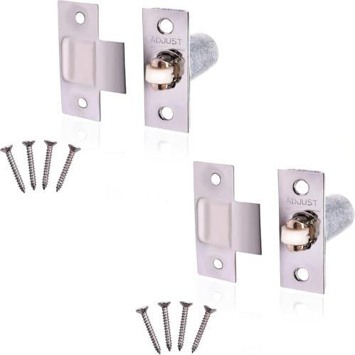 Pack of 2 Adjustable Roller Catch Spring Loaded Latch Lock for Internal Doors | Nickel Plated