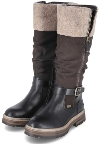 Rieker Botas de caña alta para mujer 93092, color negro, talla 39 EU, Negro, 39 EU