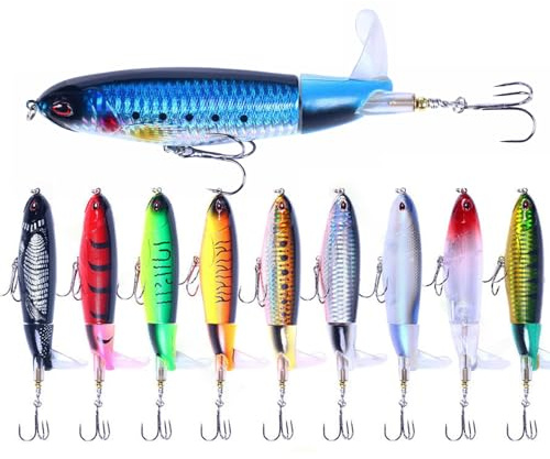 JasCherry Kit esche pesca realistiche, esche da pesca con occhi 3D per ami, set di accessori, jig per acqua dolce e salata, 10 pezzi