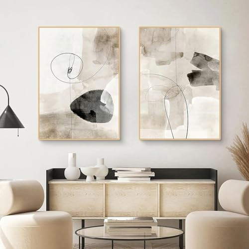 Ueiwffzo 2er Poster Set Wandbilder Abstrakt Bilder Wohnzimmer, Einfach Marmor Linien Wandbild Wandposter Bilder Set Leinwand Schlafzimmer Decor, Ohne Rahmen (50x70cm)