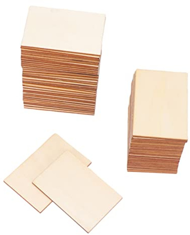 LOLIPPYY 60 Pezzi Fette Di Legno Rettangolari 7,6x5,1 Cm Trucioli Di Legno Ecologico Per Accessori Artigianali Fai Da Te Per Casa e Festa