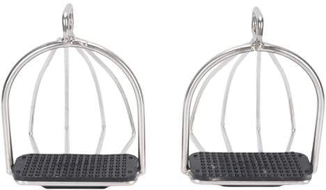 NOENNULL 2-teilige Sicherheitssteigbügel, Reitsteigbügel, Sicherer Käfigsteigbügel aus Edelstahl, Leichte, Breite Reitsteigbügel-Laufflächen mit Rutschfester Unterlage, Reitzubehör für