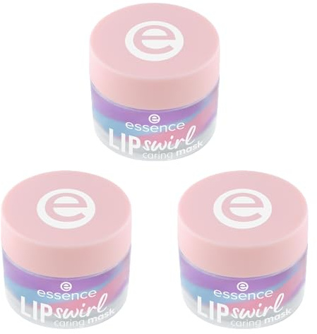 essence LIP swirl caring mask, Lippenmaske, Nr. 01, Mehrfarbig, glättend, pflegend, strahlend frisch, transluzent, vegan, ohne Parabene, ohne Mikroplastikpartikel, Nanopartikel frei, 3er Pack (3x8g)