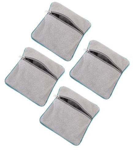 SOLUSTRE 4 Pezzi Borse Piccole per Gioielli in Panno Morbido Cerniera, Organizer Resistente per Orecchini e Collane, per Viaggi