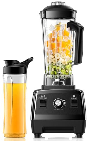 Blender for Smoothies, Blenders for Kitchen with 68Oz. Pitcher and 20Oz.Juicer Container, Smoothie Blender for Ice Crushing, Frozen Fruits, Black