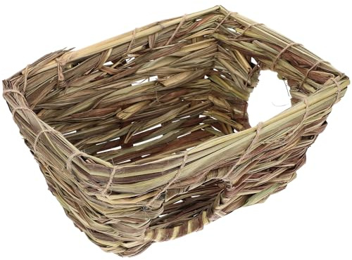 SHINEOFI Hand-Woven Reed Grass Pet House and Nest for Small Animals, Natural Grass Sleeping Bed Suitable for Rabbits, Guinea Pigs, Hamsters, and Chinchillas, Random Color