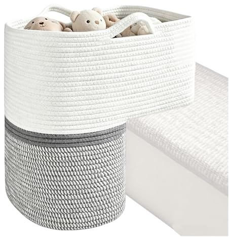 MeYuxg Panier d'escalier en Corde de Coton,38 x 25 x 38 cm Élégant Panier Escalier Avec Poignées, Jouets Accessoires de Rangement, pour marches de tapis et escaliers en bois (B)