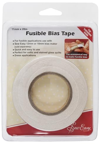 Sew Easy Fusible Bias Tape – Transparent 11mm x 20m Iron On Bias Binding for Decoration in Celtic & Stained Glass Quilts, Sewing, Dressmaking