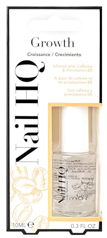 Nail HQ Growth Serum 10ml – Biotin Nail Treatment for Growth & Strength | Provitamin B5 & Caffeine Formula – Vegan & Cruelty-Free, Clear Base Coat for Brittle, Weak Nails