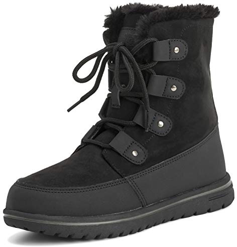 Polar Boot Mujer Acolchado Corto Nieve Invierno Piel Sintética Calentar Durable Impermeable Botas - 6 - BLK39 AYC0520